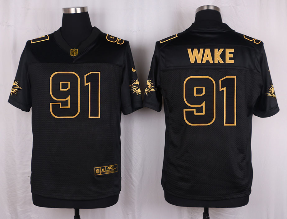 Nike Dolphins 91 Cameron Wake Pro Line Black Gold Collection Elite Jersey
