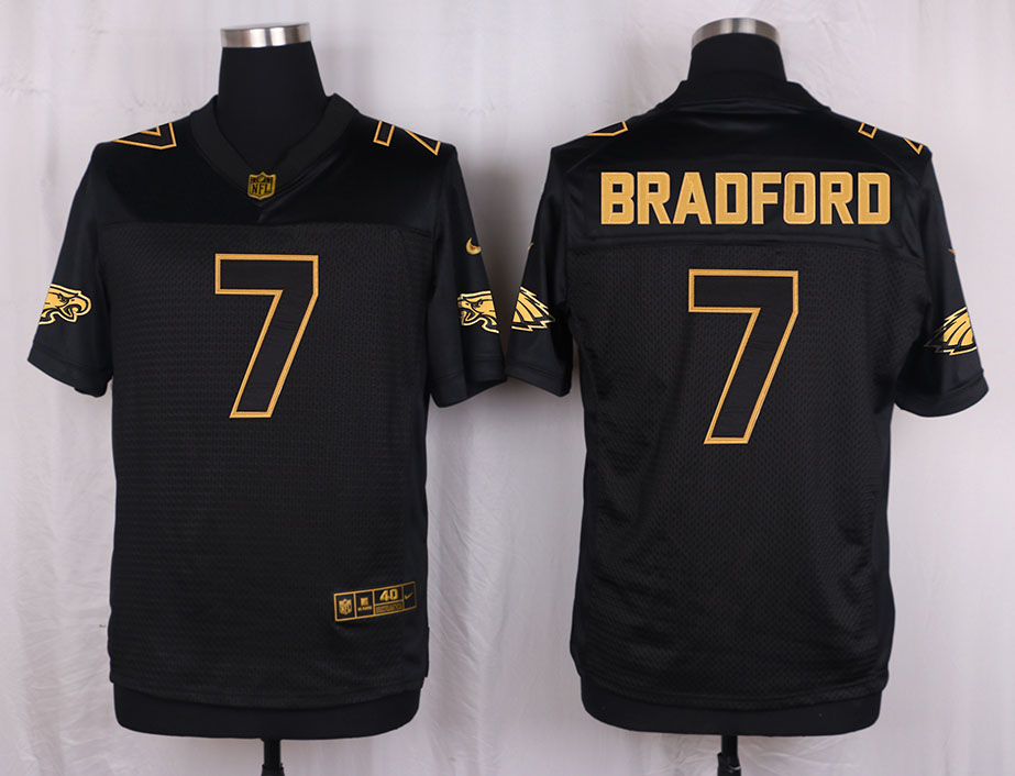 Nike Eagles 7 Sam Bradford Pro Line Black Gold Collection Elite Jersey - Click Image to Close