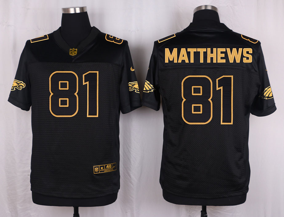 Nike Eagles 81 Jordan Matthews Pro Line Black Gold Collection Elite Jersey - Click Image to Close