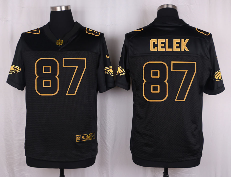 Nike Eagles 87 Brent Celek Pro Line Black Gold Collection Elite Jersey - Click Image to Close