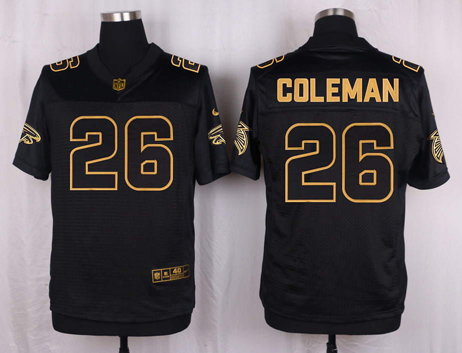 Nike Falcons 26 Tevin Coleman Pro Line Black Gold Collection Elite Jersey