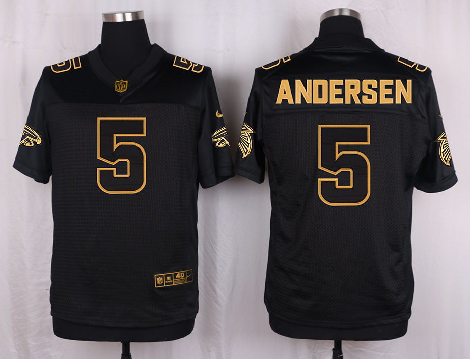 Nike Falcons 5 Morten Anderson Pro Line Black Gold Collection Elite Jersey