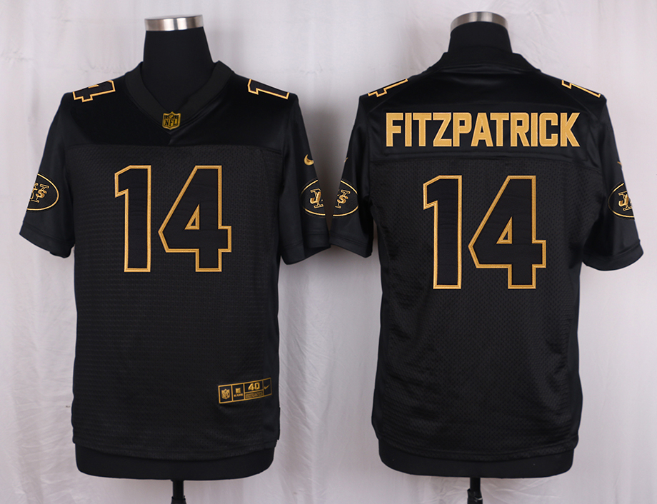 Nike Jets 14 Ryan Fitzpatrick Pro Line Black Gold Collection Elite Jersey