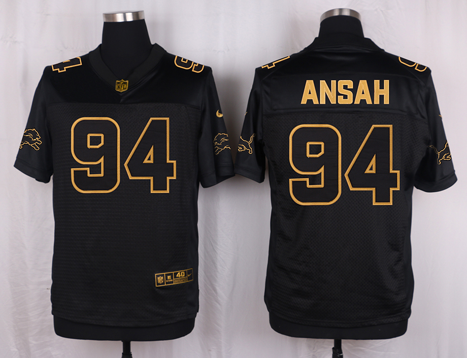 Nike Lions 94 Ezekiel Ansah Pro Line Black Gold Collection Elite Jersey