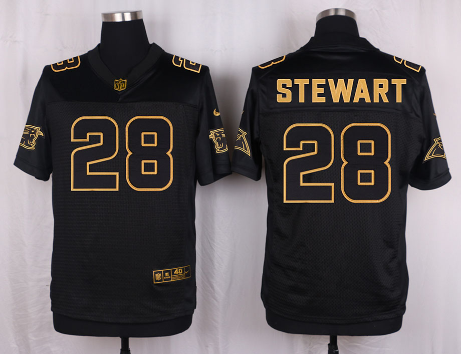 Nike Panthers 28 Jonathan Stewart Pro Line Black Gold Collection Elite Jersey