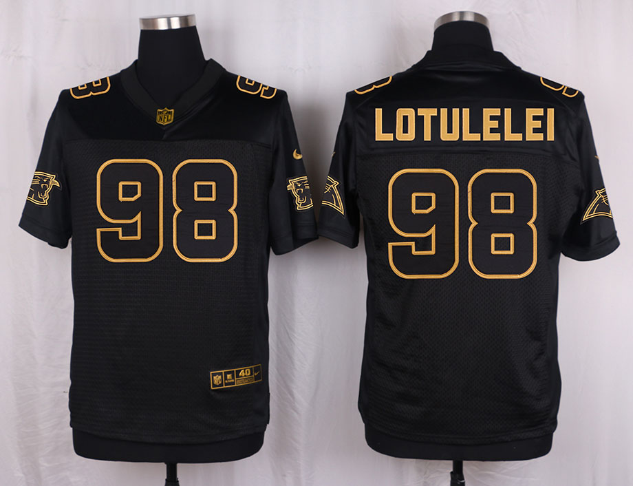 Nike Panthers 98 Star Lotulelei Pro Line Black Gold Collection Elite Jersey
