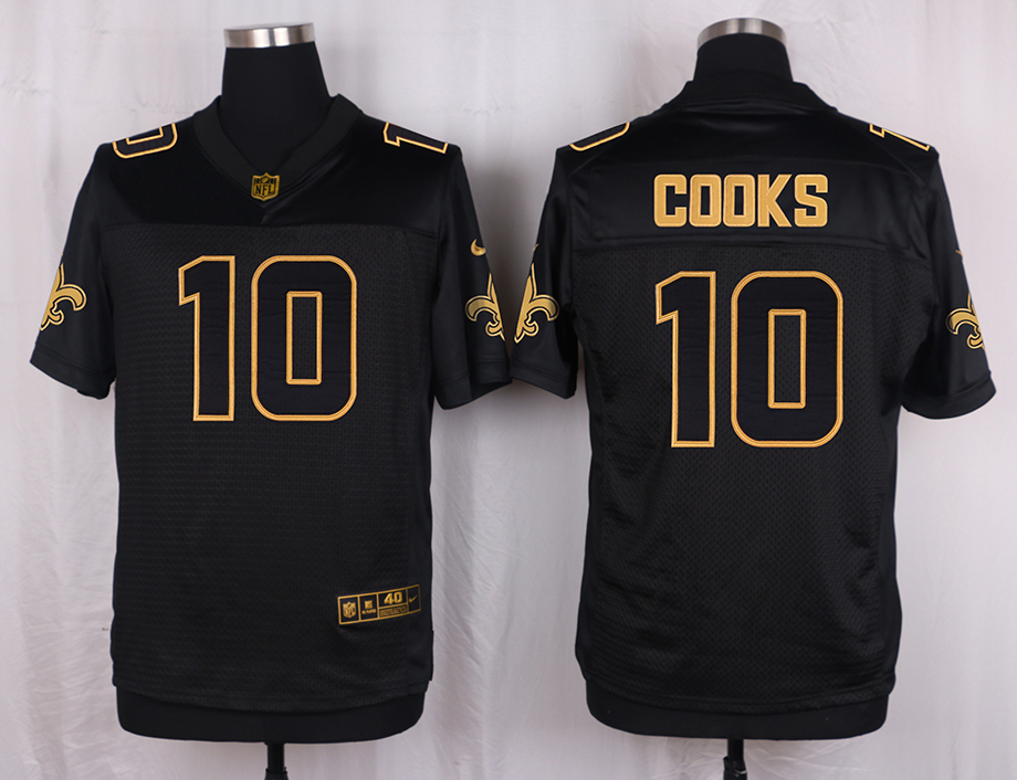 Nike Saints 10 Brandin Cooks Pro Line Black Gold Collection Elite Jersey