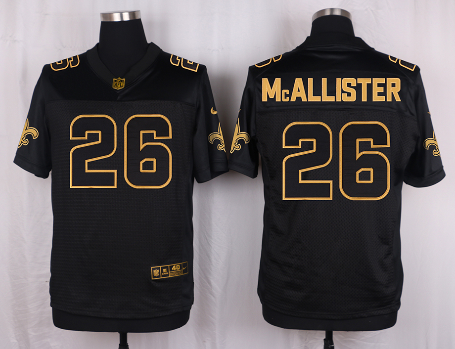 Nike Saints 26 Deuce McAllister Pro Line Black Gold Collection Elite Jersey