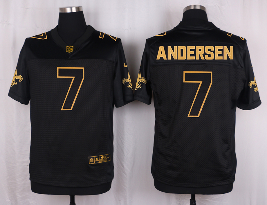 Nike Saints 7 Morten Andersen Pro Line Black Gold Collection Elite Jersey