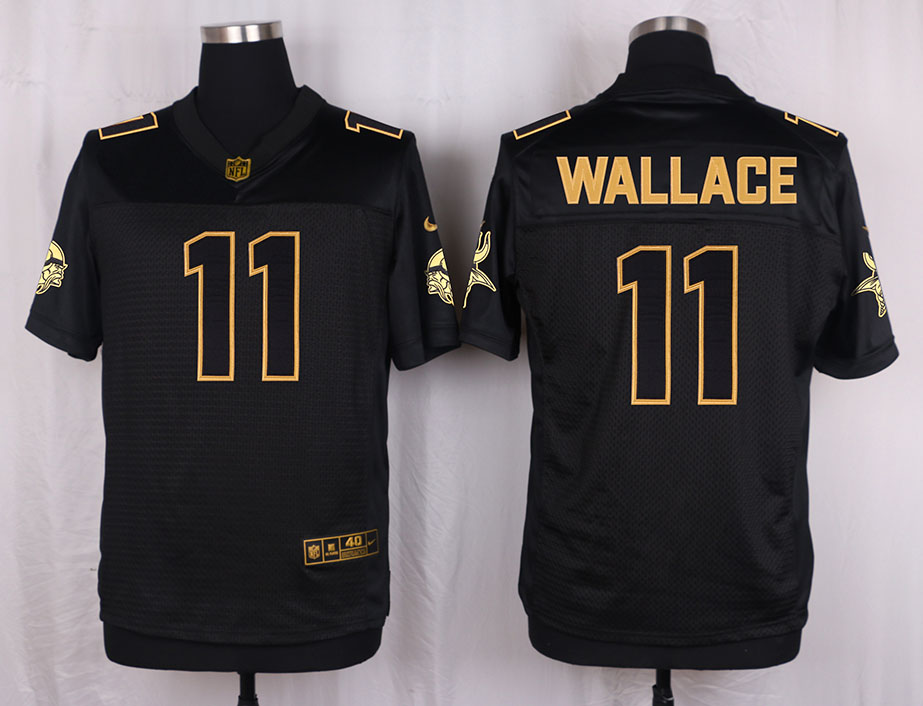 Nike Vikings 11 Mike Wallace Pro Line Black Gold Collection Elite Jersey - Click Image to Close