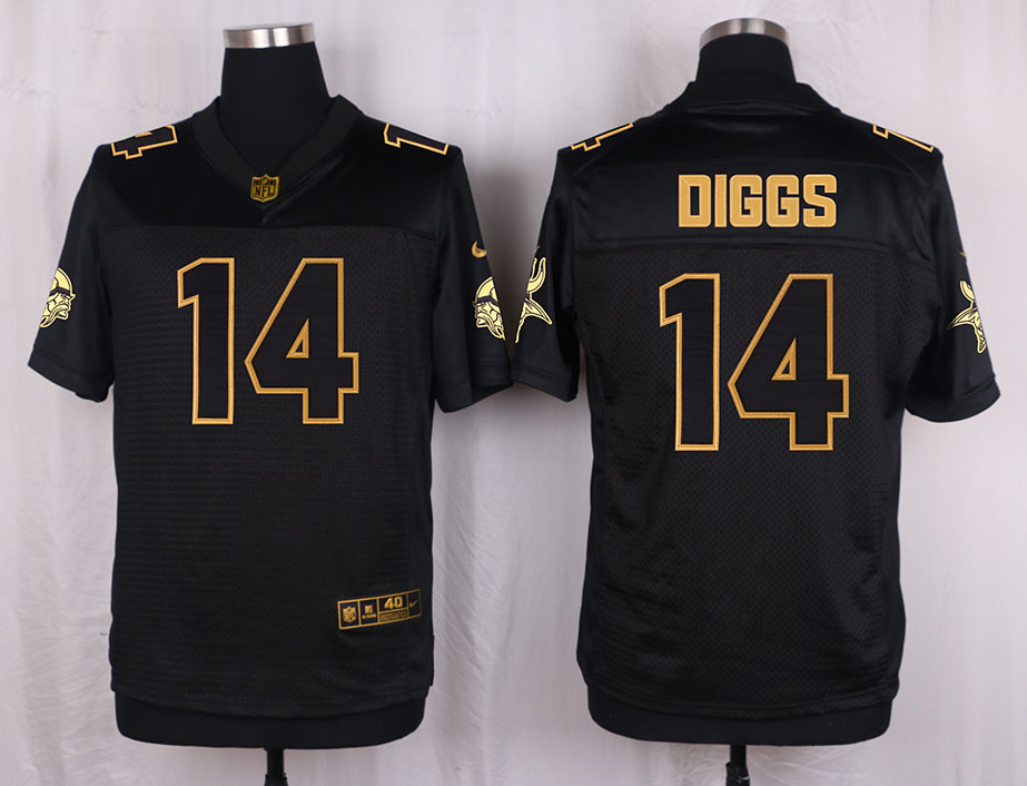 Nike Vikings 14 Stefon Diggs Pro Line Black Gold Collection Elite Jersey