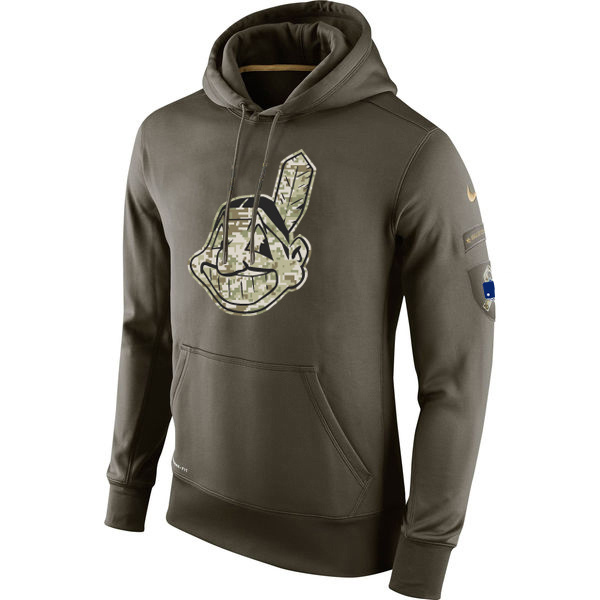 Indians Olive Green Salute To Service Hoodie