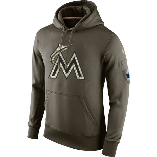 Marlins Olive Green Salute To Service Hoodie