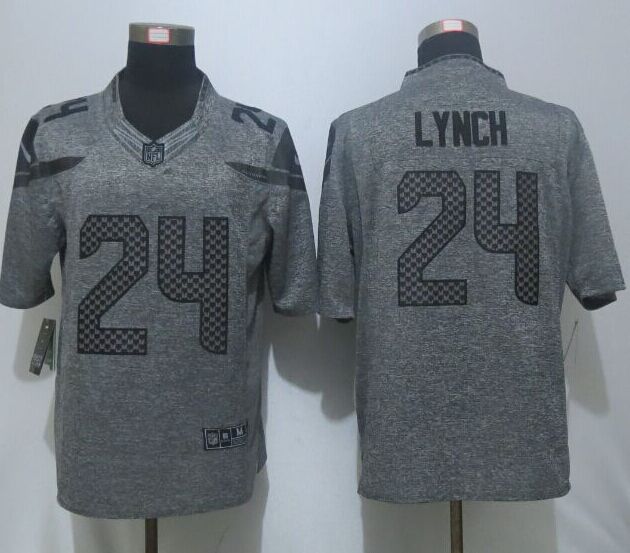 Nike Seahawks 24 Marshawn Lynch Grey Gridiron Grey Limited Jersey