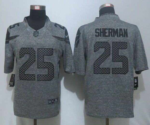 Nike Seahawks 25 Richard Sherman Grey Gridiron Grey Limited Jersey