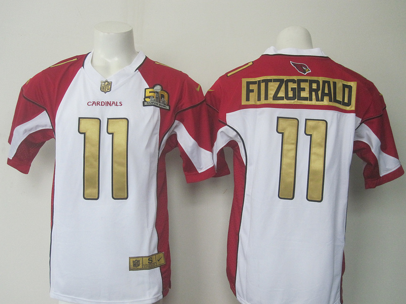 Nike Cardinals 11 Larry Fitzgerald White Super Bowl 50 Generic Limited Jersey