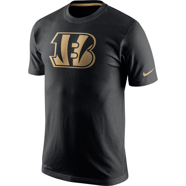 Nike Bengals Team Logo Black Pro Line Gold Collection Men's T Shirt