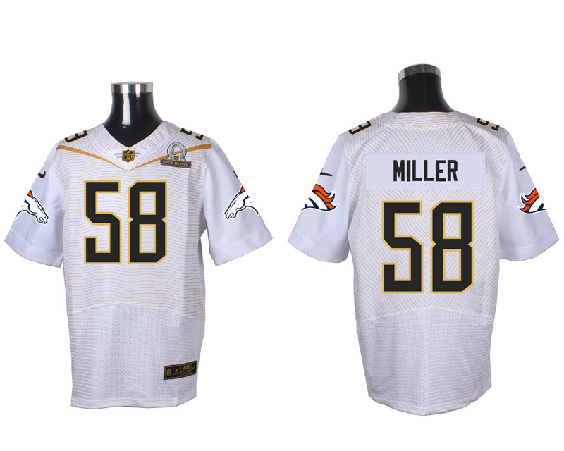 Nike Broncos 58 Von Miller White 2016 Pro Bowl Elite Jersey - Click Image to Close