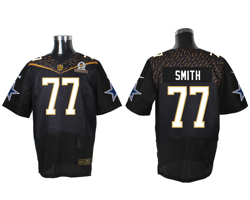 Nike Cowboys 77 Tyron Smith Black 2016 Pro Bowl Elite Jersey - Click Image to Close