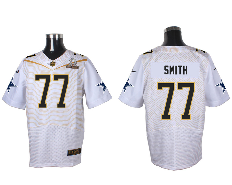 Nike Cowboys 77 Tyron Smith White 2016 Pro Bowl Elite Jersey