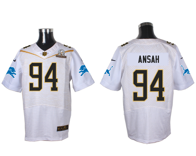 Nike Lions 94 Ezekiel Ansah White 2016 Pro Bowl Elite Jersey