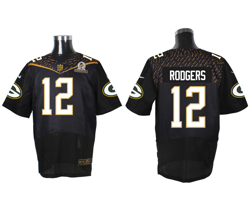 Nike Packers 12 Aaron Rodgers Black 2016 Pro Bowl Elite Jersey