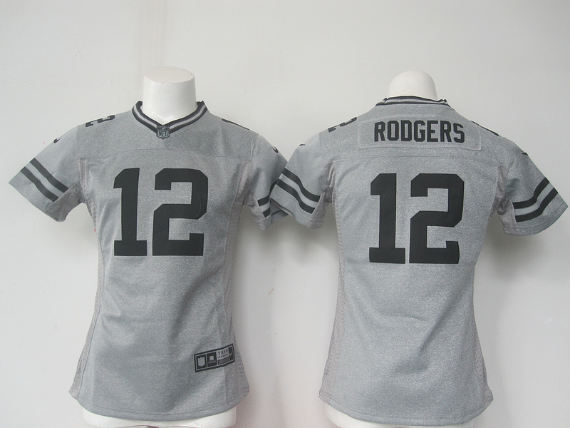 Nike Packers 12 Aaron Rodgers Grey Gridiron Grey Women Game Jersey - Click Image to Close