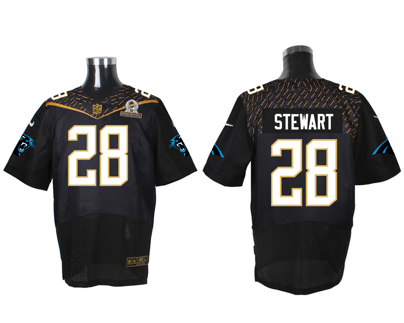 Nike Panthers 28 Jonathan Stewart Black 2016 Pro Bowl Elite Jersey