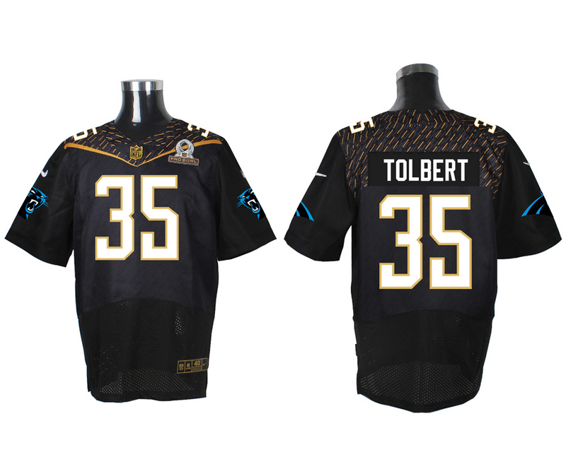 Nike Panthers 35 Mike Tolbert Black 2016 Pro Bowl Elite Jersey - Click Image to Close