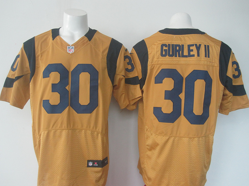 Nike Rams 30 Todd Gurley Gold Color Rush Elite Jersey