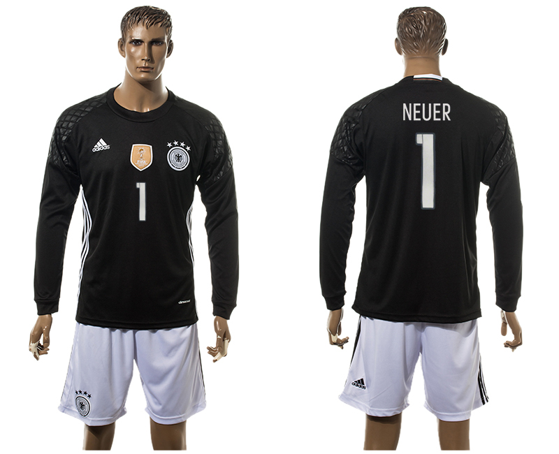 Germany 1 NEUER Goalkeeper Long Sleeve UEFA Euro 2016 Jersey