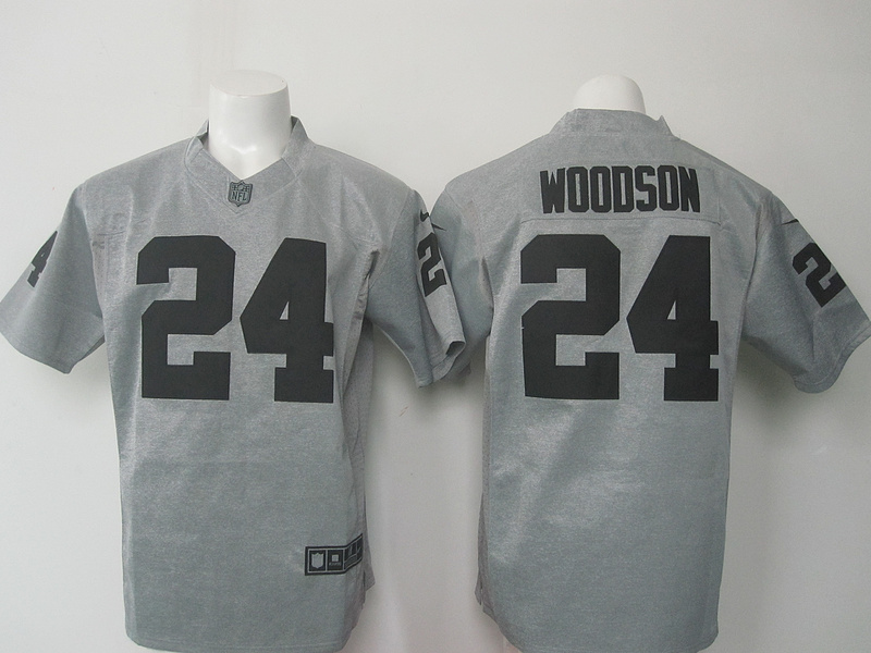 Nike Raiders 24 Charles Woodson Grey Gridiron Limited Jersey