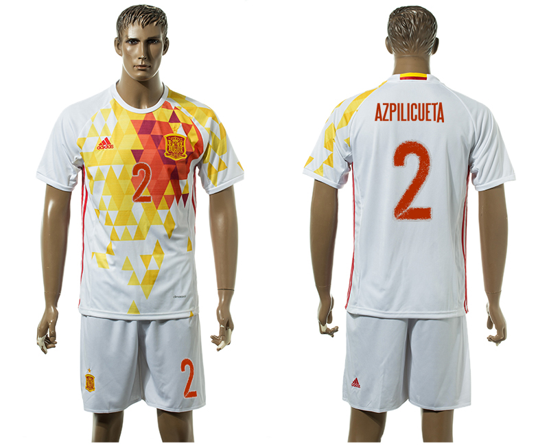 Spain 2 AZPILICUETA Away UEFA Euro 2016 Jersey