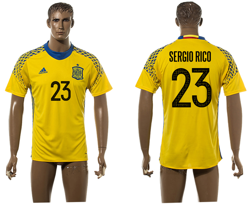 Spain 23 SERGIO RICO Goalkeeper Yellow UEFA Euro 2016 Thailand Jersey