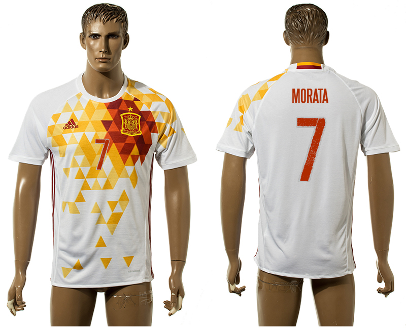 Spain 7 MORATA Away UEFA Euro 2016 Thailand Jersey