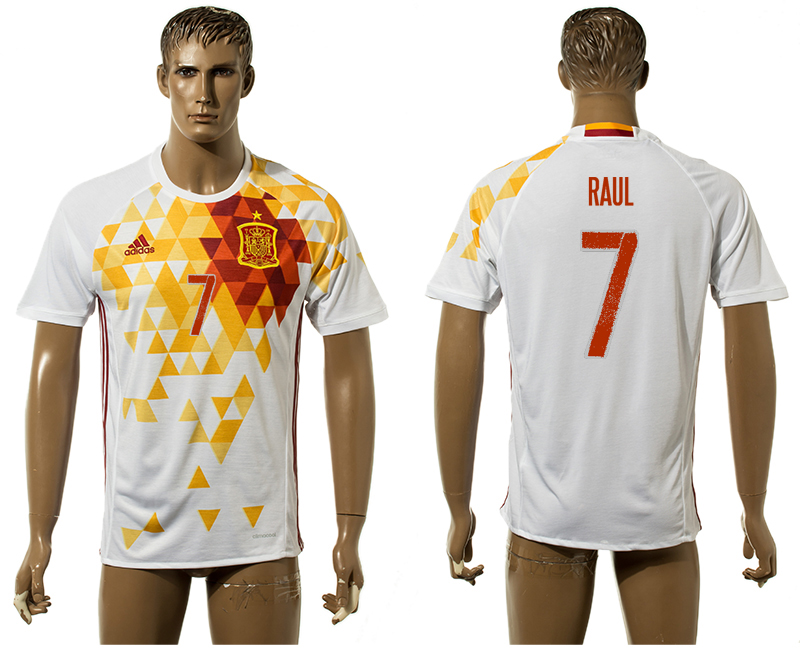 Spain 7 RAUL Away UEFA Euro 2016 Thailand Jersey