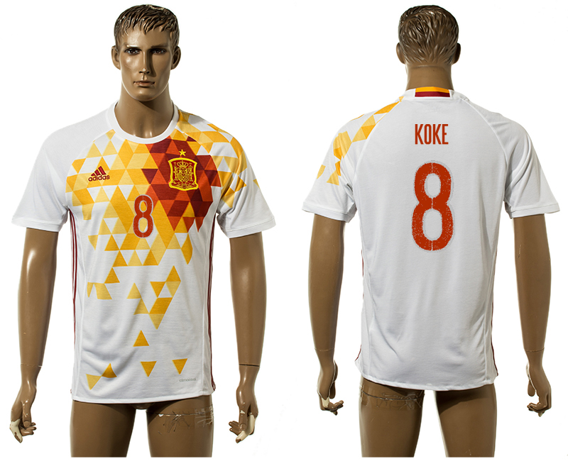 Spain 8 KOKE Away UEFA Euro 2016 Thailand Jersey