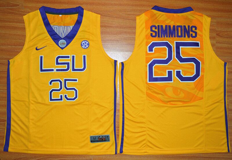 LSU Tigers 25 Ben Simmons Yellow College Basketball Jersey
