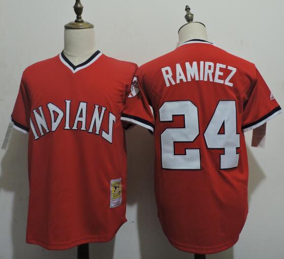 Indians 24 Manny Ramirez Red Throwback Jersey