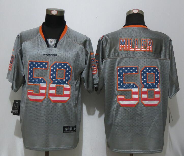 Nike Broncos 58 Von Miller Grey USA Flag Elite Jersey