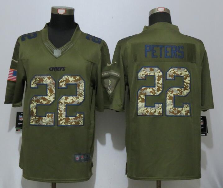Nike Chiefs 22 Marcus Peters Olive Green Salute to Service Limited Jersey