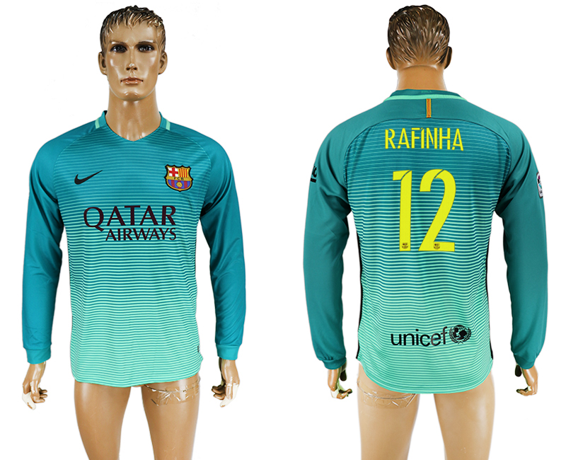 2016-17 Barcelona 12 RAFINHA Third Away Long Sleeve Thailand Soccer Jersey 2016-17 Barcelona 12 RAFINHA Third Away Long Sleeve Thailand Soccer Jersey