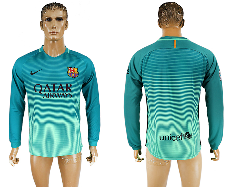 2016-17 Barcelona Third Away Long Sleeve Thailand Soccer Jersey 2016-17 Barcelona Third Away Long Sleeve Thailand Soccer Jersey