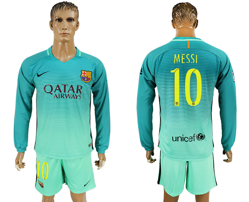 2016-17 Barcelona 10 MESSI Third Away Long Sleeve Soccer Jersey