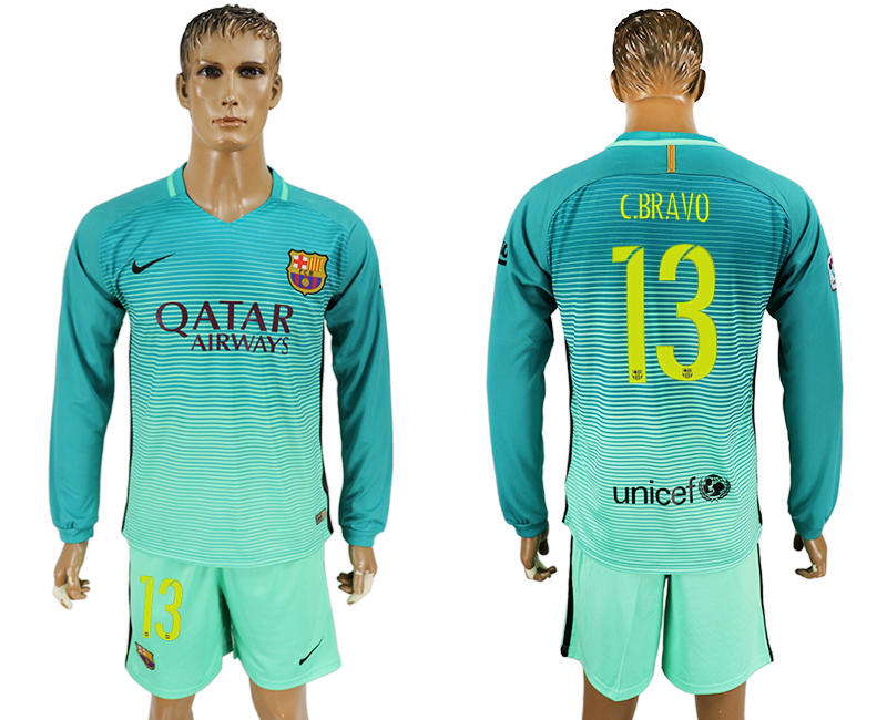 2016-17 Barcelona 13 C.BRAVO Third Away Long Sleeve Soccer Jersey