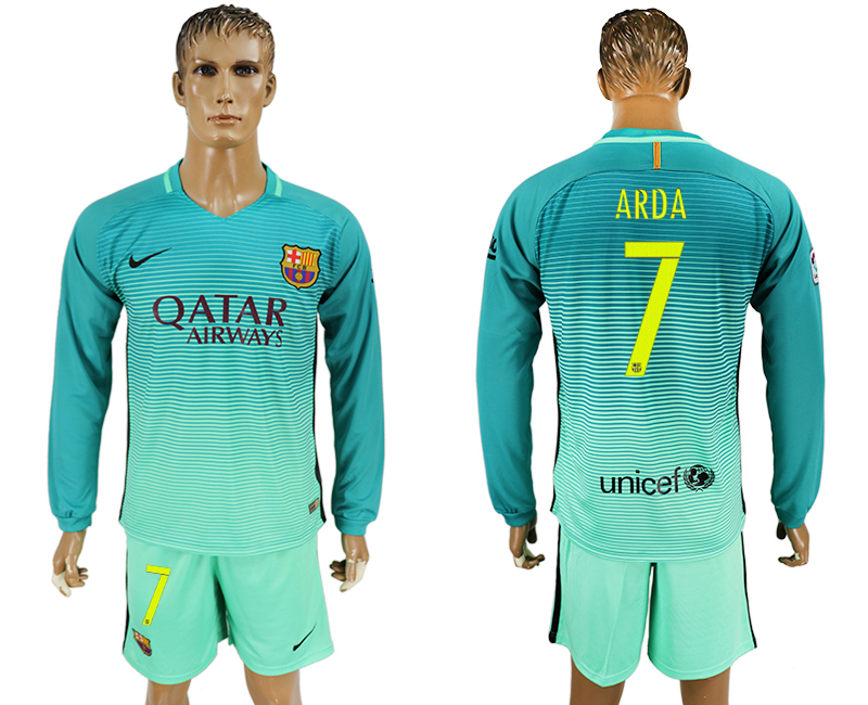 2016-17 Barcelona 7 ARDA Third Away Long Sleeve Soccer Jersey