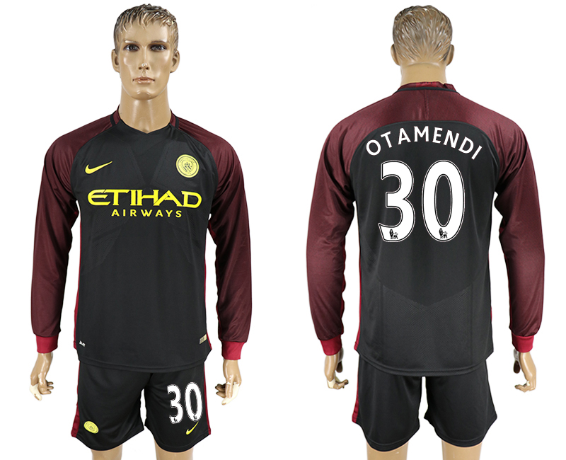 2016-17 Manchester City 30 OTAMENDI Away Long Sleeve Soccer Jersey