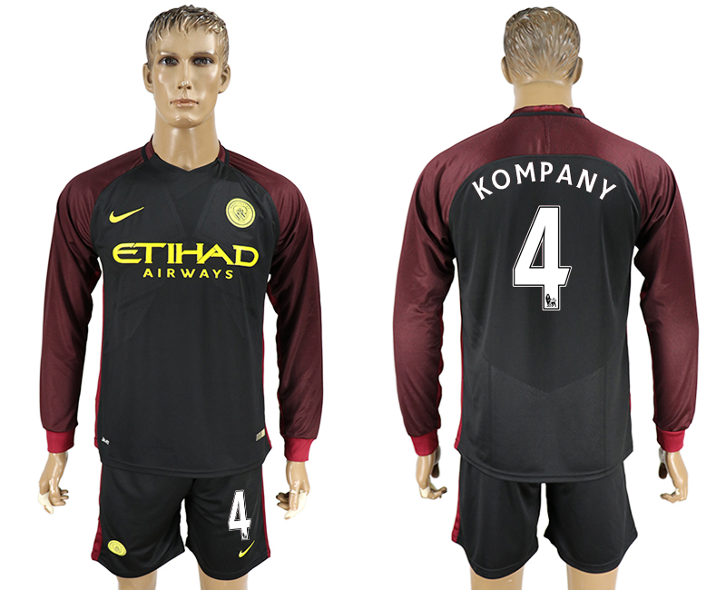 2016-17 Manchester City 4 KOMPANY Away Long Sleeve Soccer Jersey 2016-17 Manchester City 4 KOMPANY Away Long Sleeve Soccer Jersey