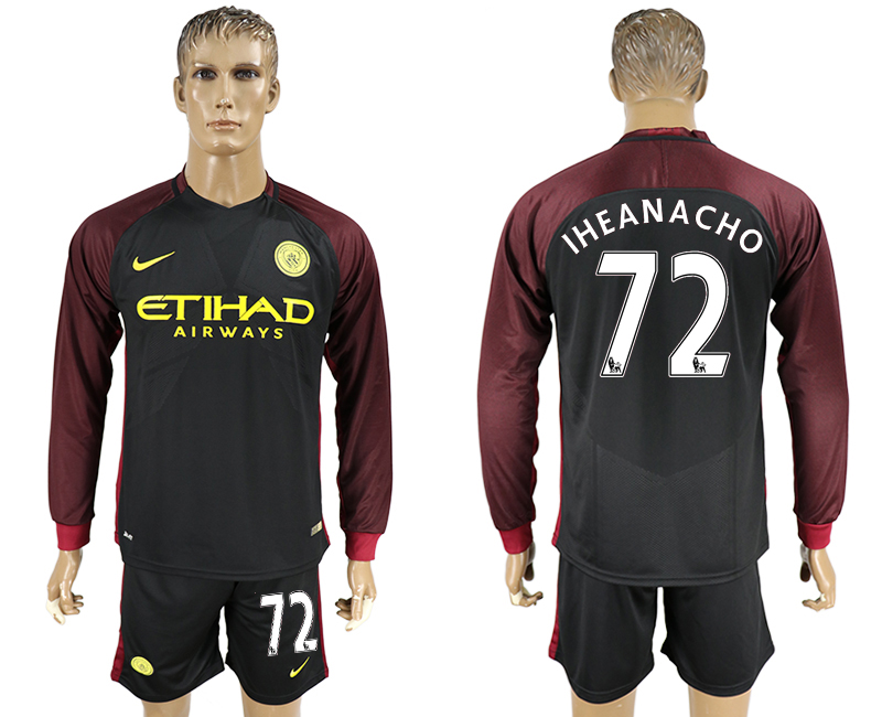 2016-17 Manchester City 72 IHEANACHO Away Long Sleeve Soccer Jersey