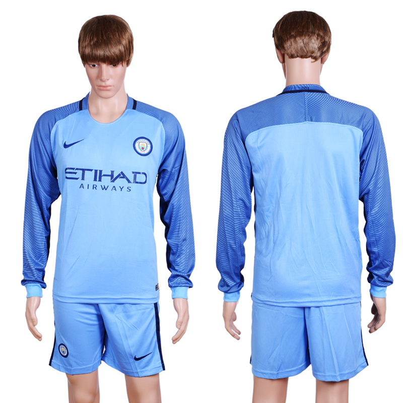 2016-17 Manchester City Home Long Sleeve Soccer Jersey